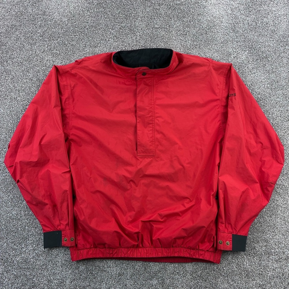 FJ Footjoy Dryjoys Golf Jacket Mens Large Red 1/4 Zip Pullover Windbreaker